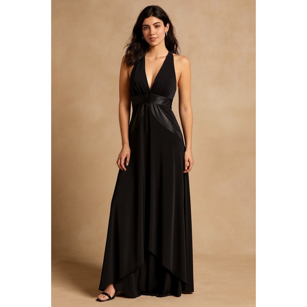 Women's Y2K‎ Black Dress Satin Long Withcy Vampy Whimsigoth Goth Event Wedding S
